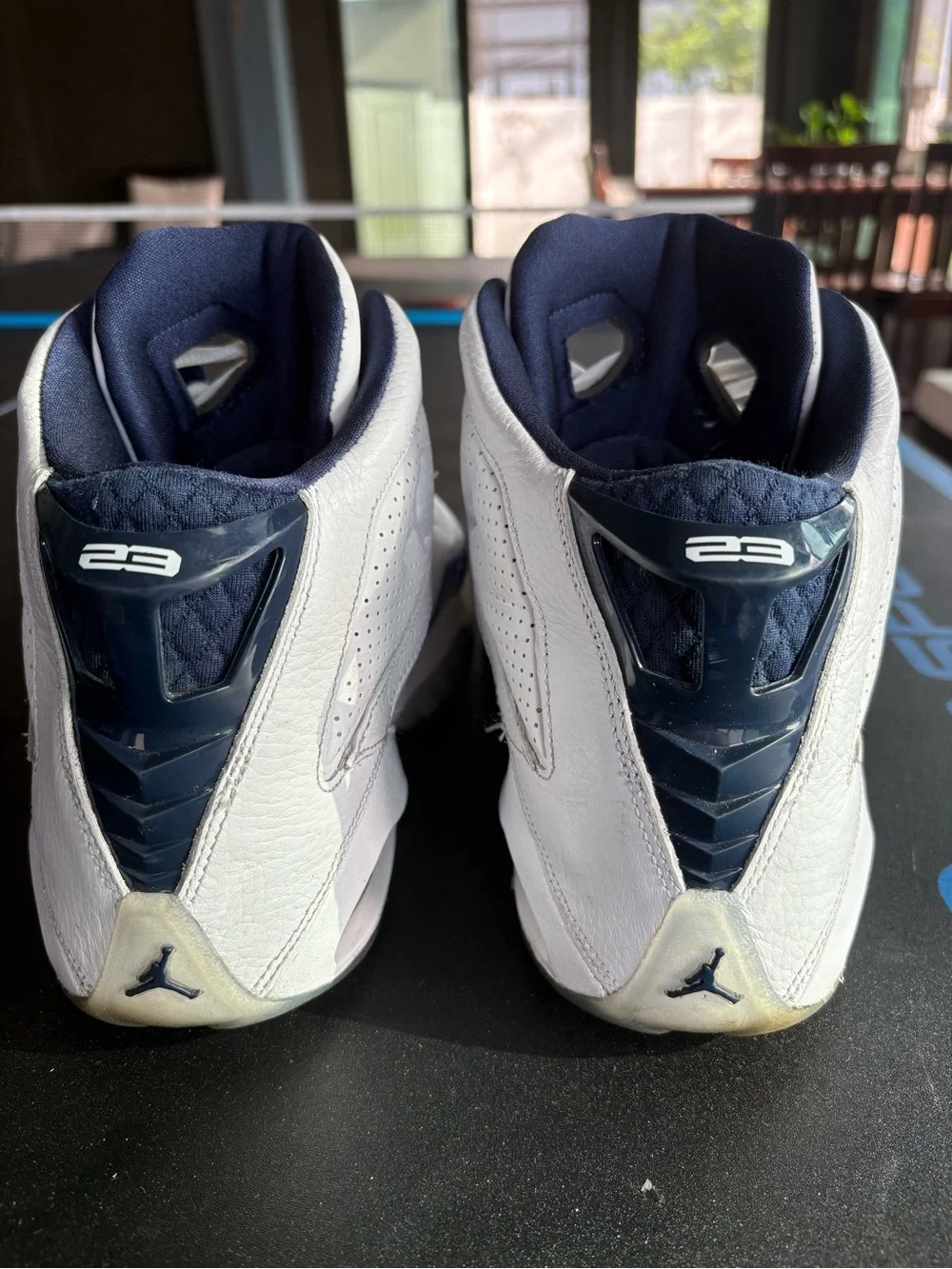 Jordan Retro 11 Style White Blue Silver Basketball Sneakers Size 12